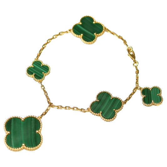 [Jewelicorn]MAGIC CLOVER MALACHITE GOLD BRACELET 5 MOTIFS