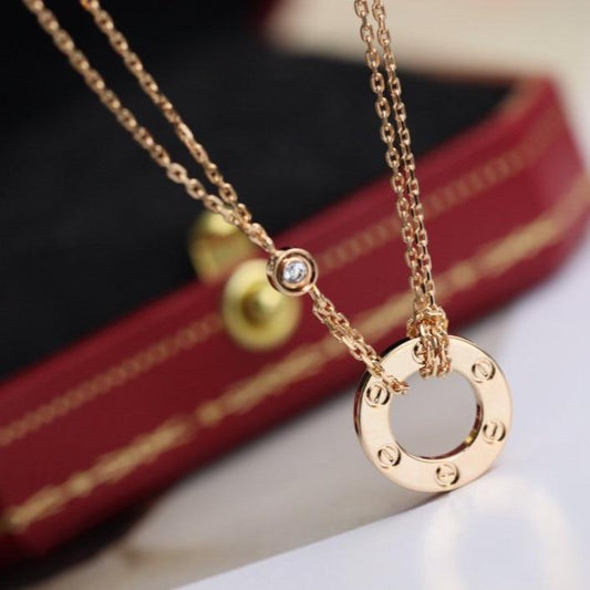 [Jewelicorn]LOVE NECKLACE ADJUSTABLE ROSE GOLD 2 DIAMOND