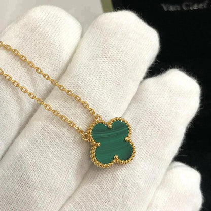 [Jewelicorn]CLOVER 15MM MALACHITE SINGLE FLOWER  NECKLACE