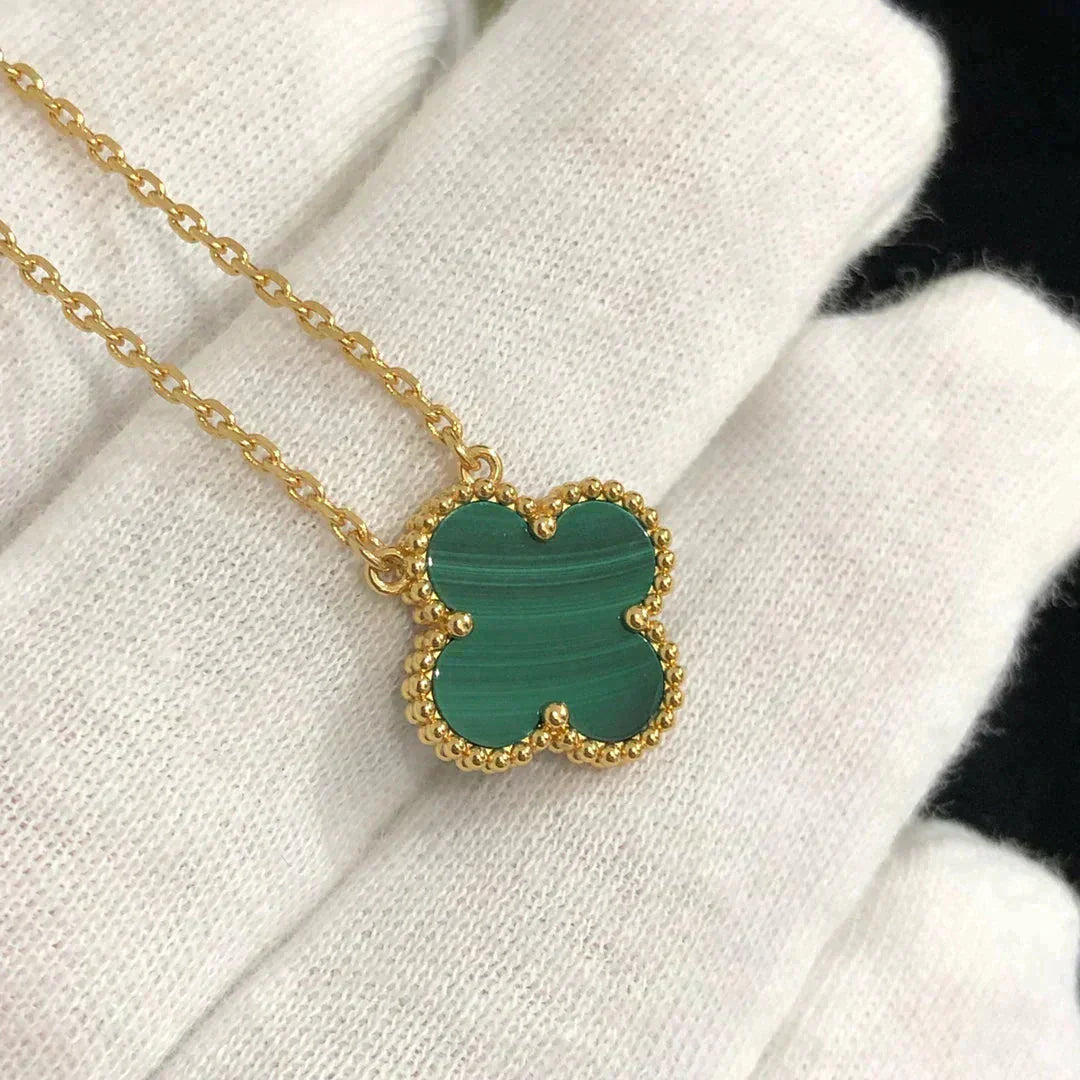 [Jewelicorn]CLOVER 15MM MALACHITE SINGLE FLOWER  NECKLACE