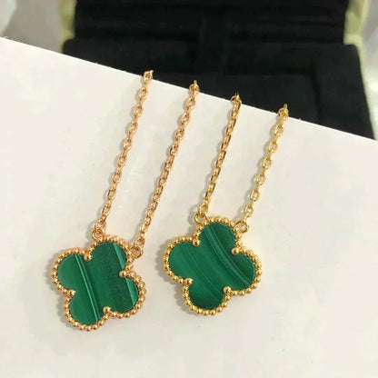 [Jewelicorn]CLOVER 15MM MALACHITE SINGLE FLOWER  NECKLACE