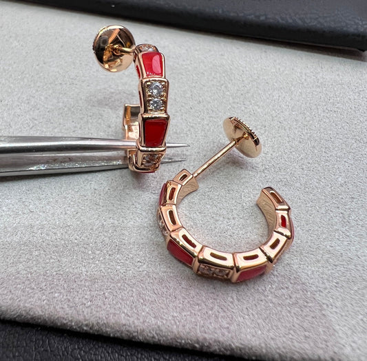 [Jewelicorn]SERPENTI CARNELIAN PINK GOLD EARRINGS
