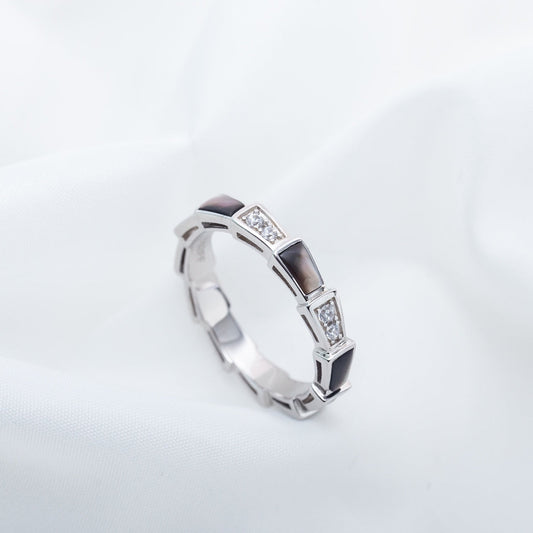 [Jewelicorn]SERPENTI RING SILVER  DIAMOND BLACK MOP 3MM