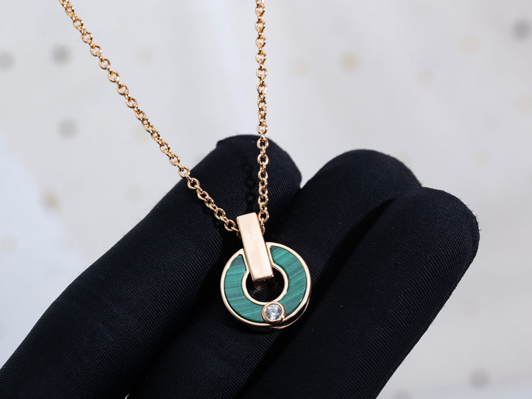 [Jewelicorn]GARI NECKLACE PINK GOLD MALACHITE