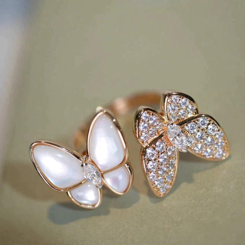 [Jewelicorn]TWIN BUTTERFLY DIAMOND MOP RING