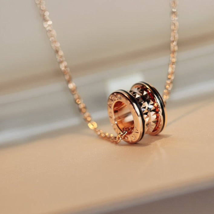 [Jewelicorn]ZERO 1 ROCK PEDANT PINK GOLD BLACK NECKLACE