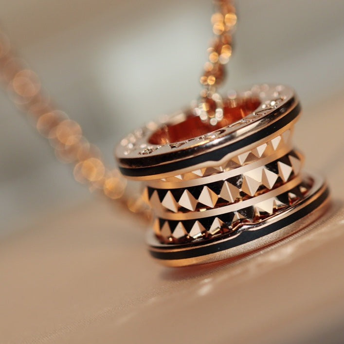 [Jewelicorn]ZERO 1 ROCK PEDANT PINK GOLD BLACK NECKLACE