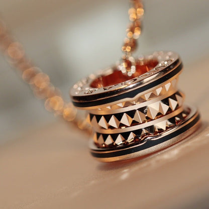 [Jewelicorn]ZERO 1 ROCK PEDANT PINK GOLD BLACK NECKLACE