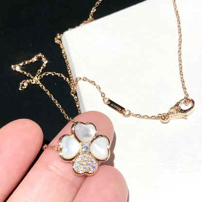 [Jewelicorn]CLOVER MOP DIAMOND ROSE GOLD NECKLACE