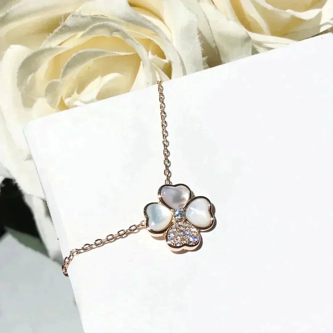 [Jewelicorn]CLOVER MOP DIAMOND ROSE GOLD NECKLACE