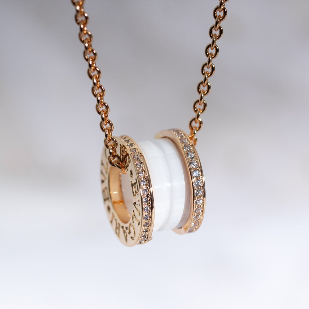 [Jewelicorn]ZERO 1 WHITE CERAMIC PINK GOLD DIAMOND NECKLACE