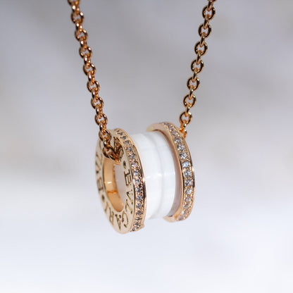 [Jewelicorn]ZERO 1 WHITE CERAMIC PINK GOLD DIAMOND NECKLACE