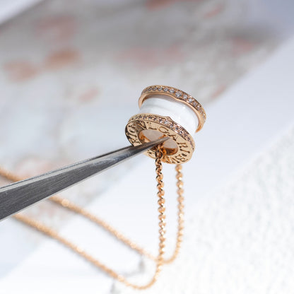 [Jewelicorn]ZERO 1 WHITE CERAMIC PINK GOLD DIAMOND NECKLACE