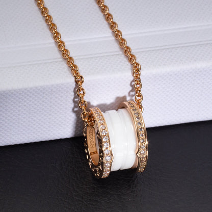 [Jewelicorn]ZERO 1 WHITE CERAMIC PINK GOLD DIAMOND NECKLACE