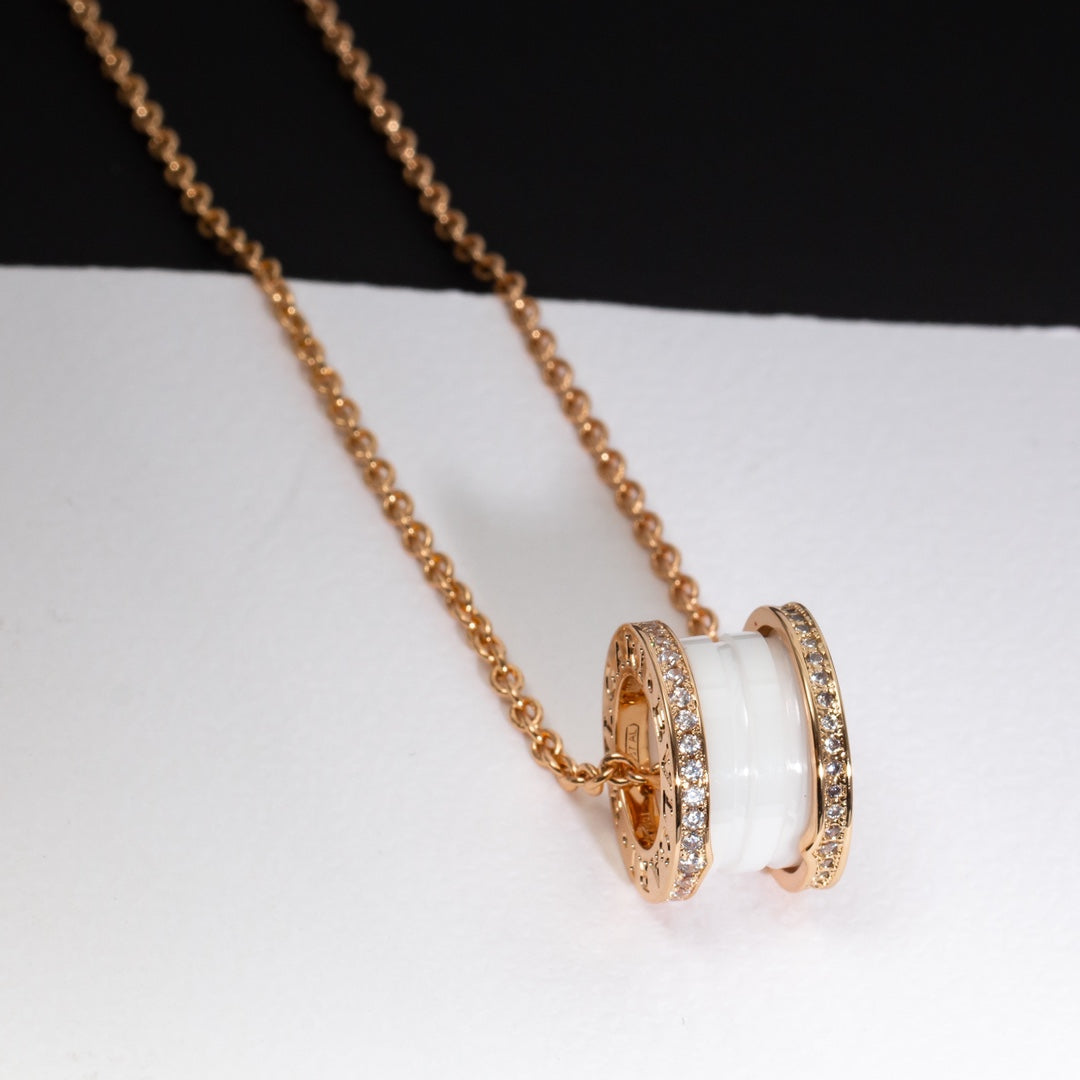 [Jewelicorn]ZERO 1 WHITE CERAMIC PINK GOLD DIAMOND NECKLACE