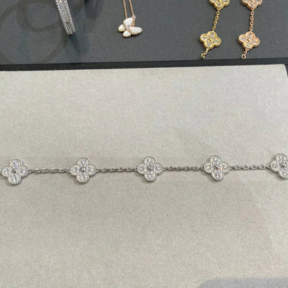 [Jewelicorn]CLOVER 5 MOTIFS  DIAMOND BRACELET SILVER