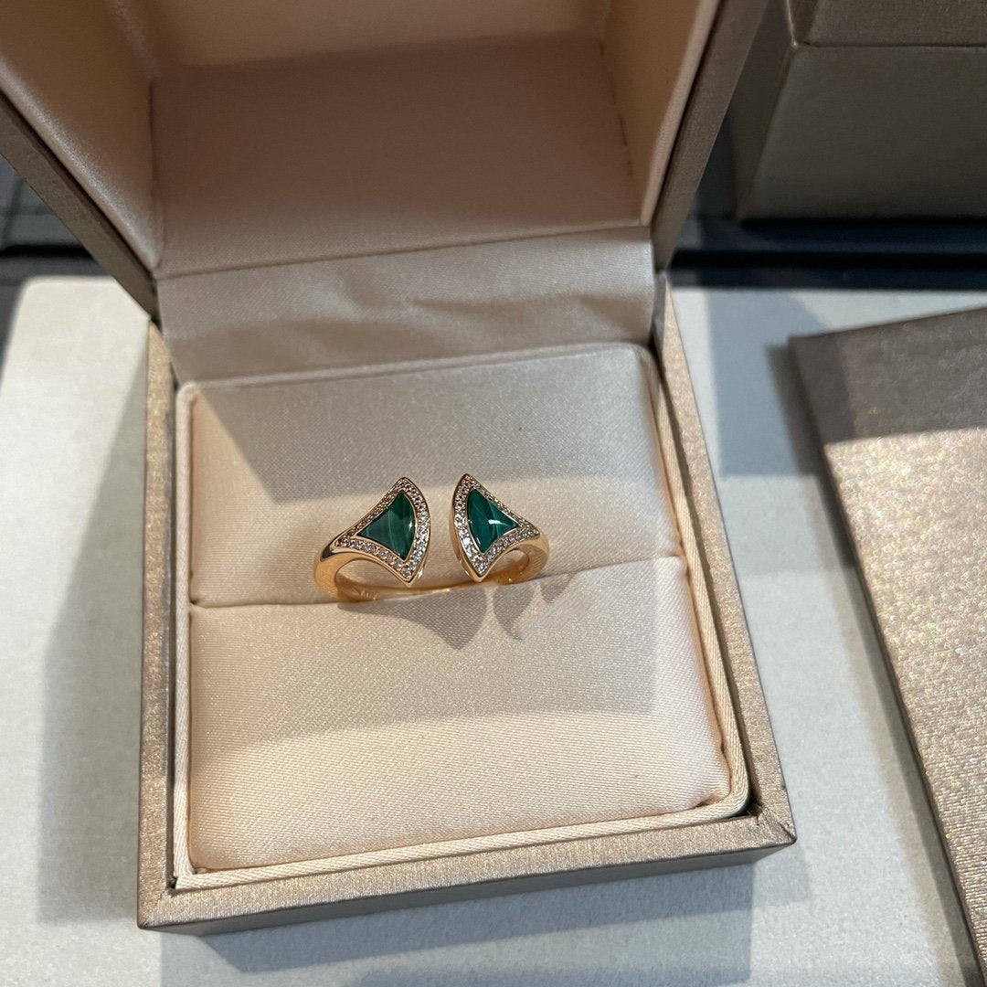 [Jewelicorn]DREAM MALACHITE DIAMOND OPEN RING