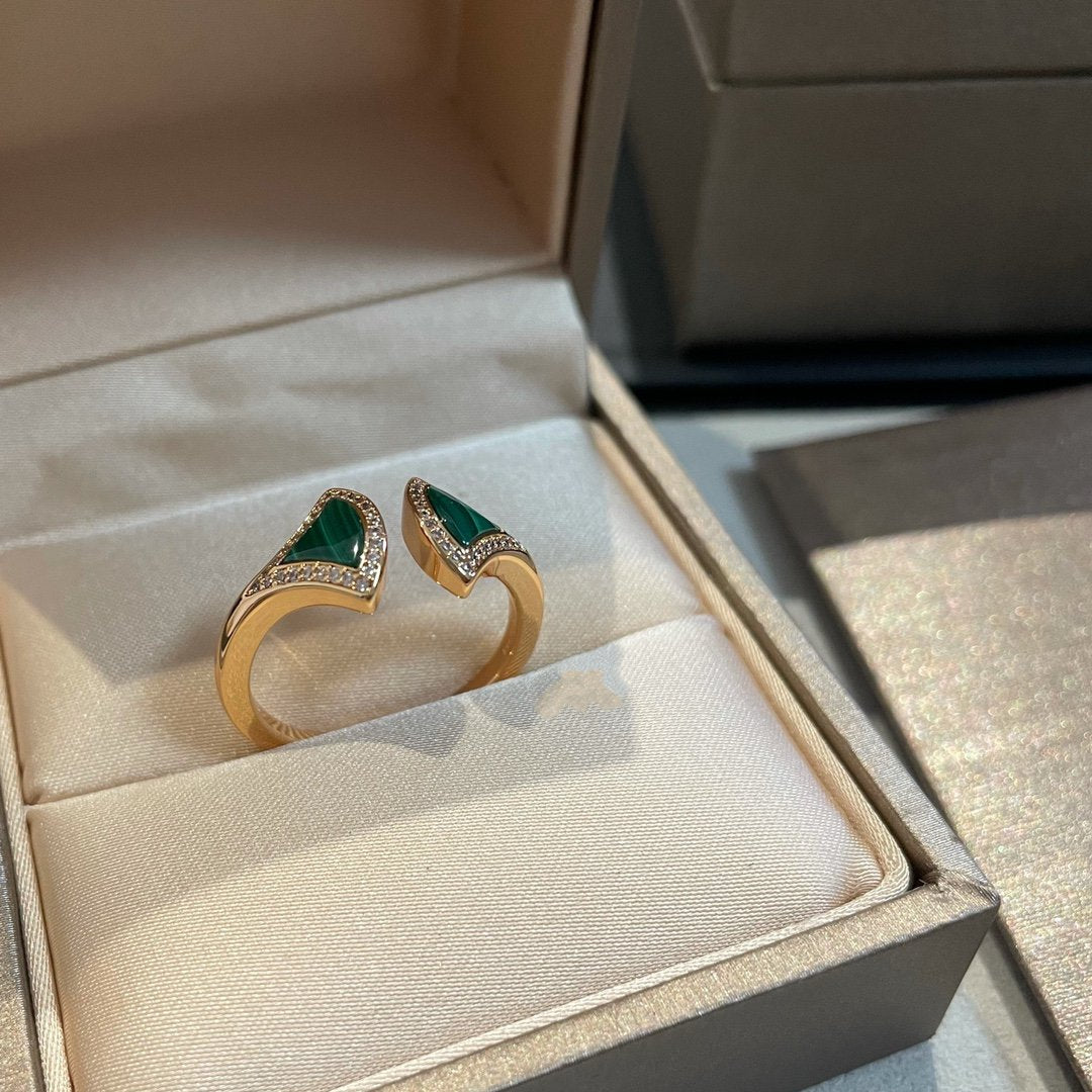 [Jewelicorn]DREAM MALACHITE DIAMOND OPEN RING