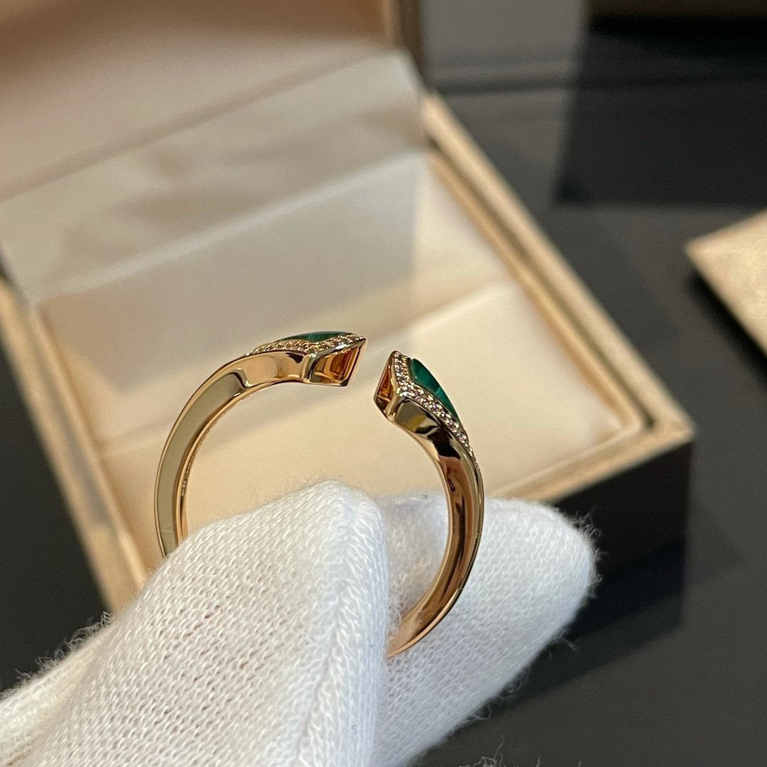 [Jewelicorn]DREAM MALACHITE DIAMOND OPEN RING