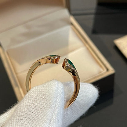 [Jewelicorn]DREAM MALACHITE DIAMOND OPEN RING