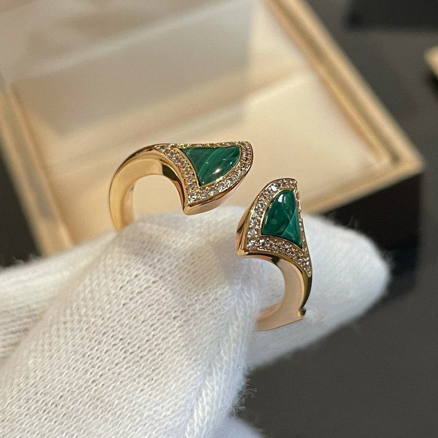 [Jewelicorn]DREAM MALACHITE DIAMOND OPEN RING