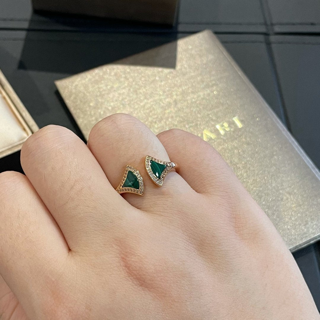 [Jewelicorn]DREAM MALACHITE DIAMOND OPEN RING