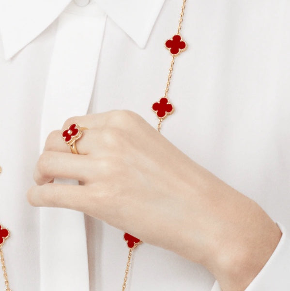 [Jewelicorn]CLOVER CARNELIAN RING ROSE GOLD DIAMOND