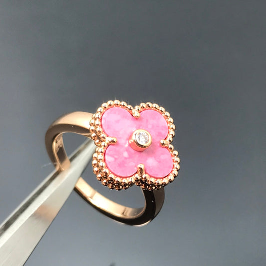 [Jewelicorn]CLOVER RHODONITE ROSE GOLD RING