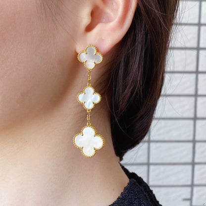 [Jewelicorn]CLOVER MOP 3 MOTIFS GOLD EARRINGS
