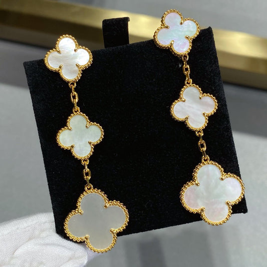 [Jewelicorn]CLOVER MOP 3 MOTIFS GOLD EARRINGS