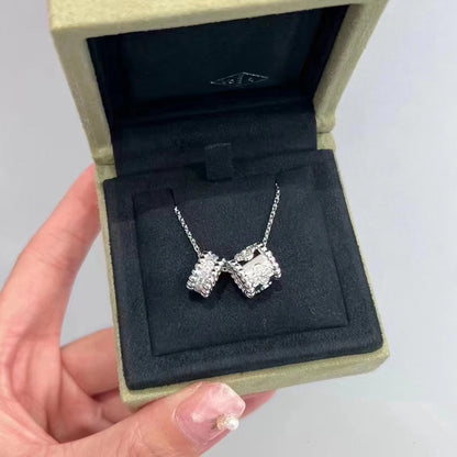 [Jewelicorn]PERLEE DOUBLE PENDANT SILVER DIAMOND NECKLACE