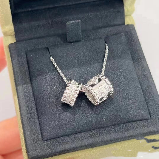 [Jewelicorn]PERLEE DOUBLE PENDANT SILVER DIAMOND NECKLACE