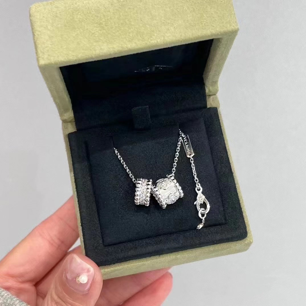 [Jewelicorn]PERLEE DOUBLE PENDANT SILVER DIAMOND NECKLACE