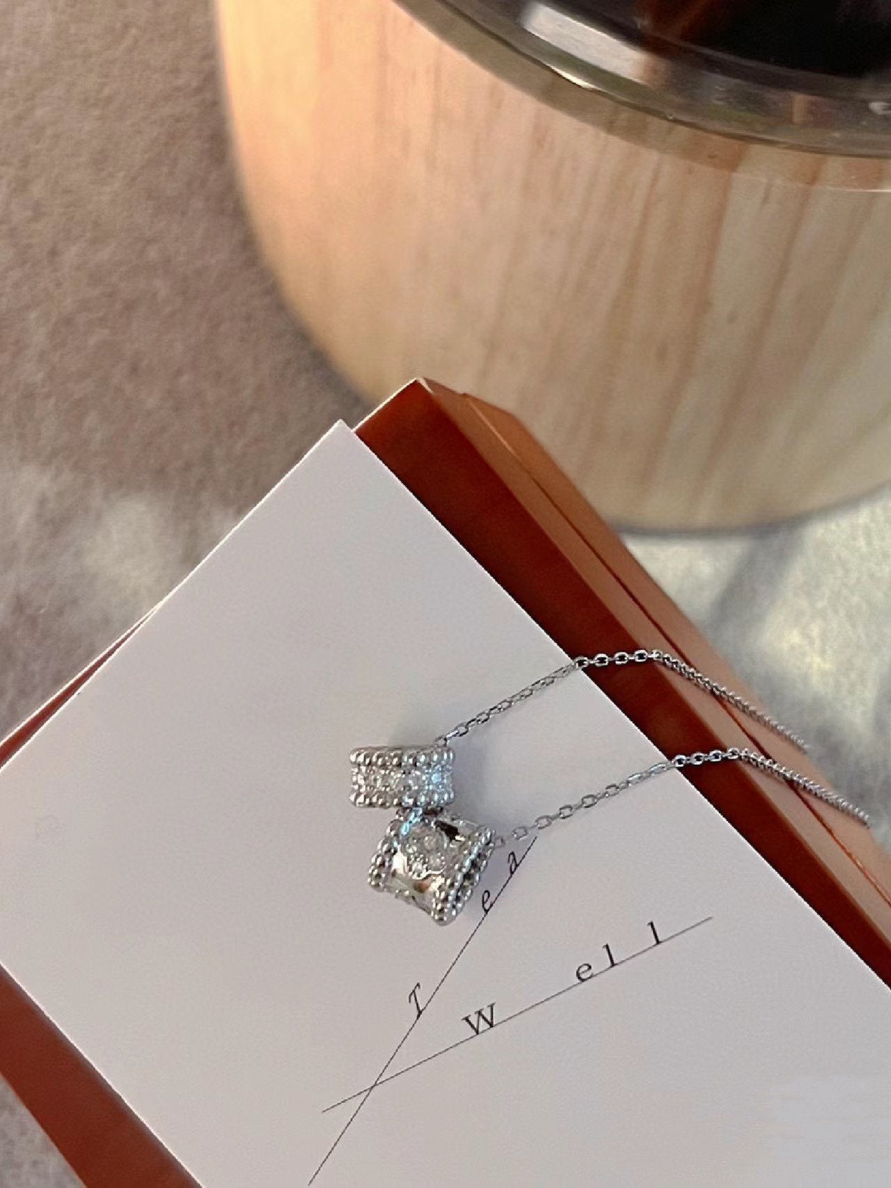 [Jewelicorn]PERLEE DOUBLE PENDANT SILVER DIAMOND NECKLACE