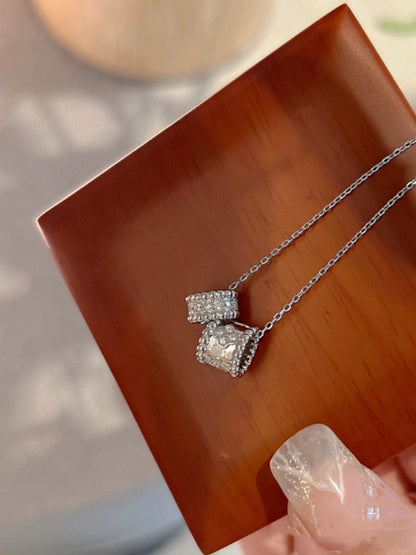 [Jewelicorn]PERLEE DOUBLE PENDANT SILVER DIAMOND NECKLACE