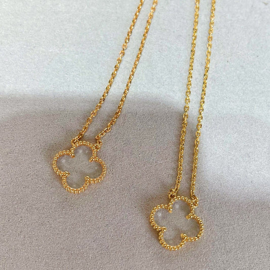 [Jewelicorn]CLOVER ROCK CRYSTAL ROSE GOLD NECKLACE