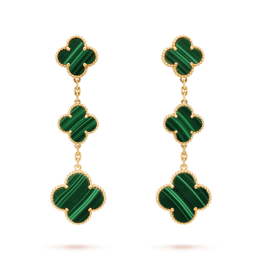 [Jewelicorn]CLOVER MALACHITE 3 MOTIFS GOLD