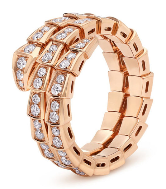 [Jewelicorn]SERPENTI RING PINK GOLD DIAMOND DOUBLE ROW