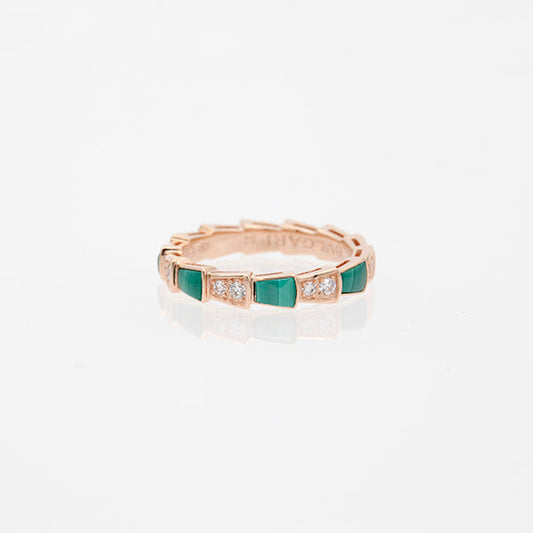 [Jewelicorn]SERPENTI RING PINK GOLD MALACHITE DIAMOND 3MM