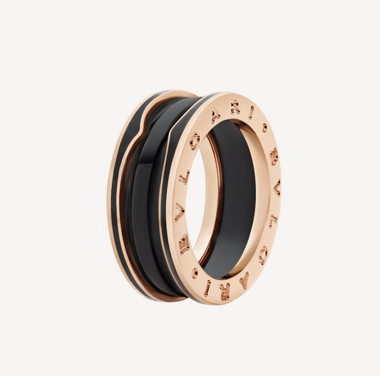 [Jewelicorn]ZERO 1 TWO-BAND WITH MATTE BLACK CERAMIC PINK GOLD RING