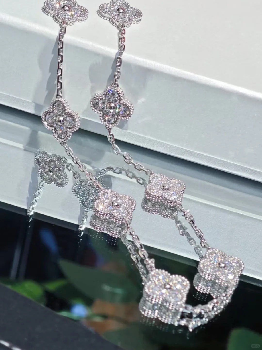 [Jewelicorn]CLOVER 10 MOTIFS FULL DIAMONDS SILVER NECKLACE