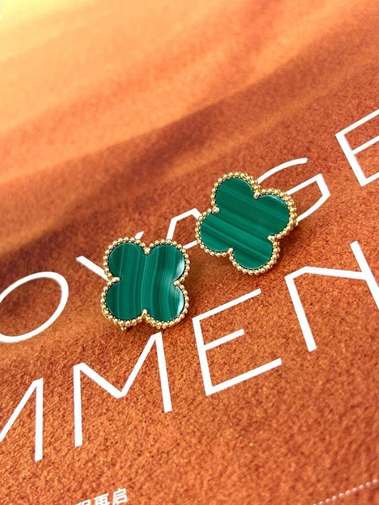 [Jelwelicorn]CLOVERS BIG 20MM  MALACHITE EARRINGS