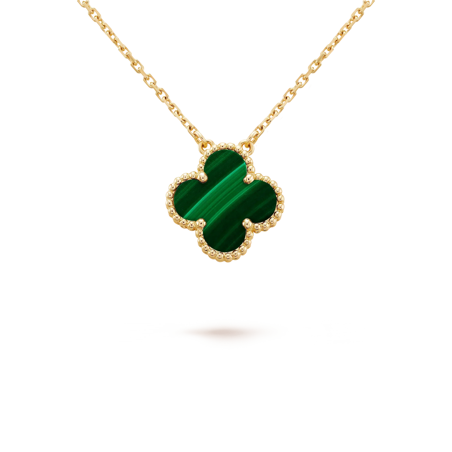 [Jewelicorn]CLOVER 15MM MALACHITE SINGLE FLOWER  NECKLACE