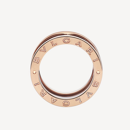 [Jewelicorn]ZERO 1 FOUR-BAND LOOPS AND BLACK CERAMIC SPIRAL PINK GOLD RING