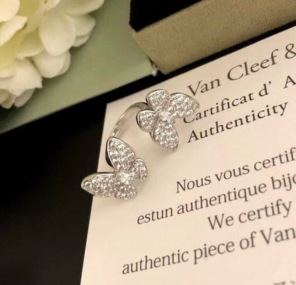 [Jewelicorn]TWIN SILVER BUTTERFLY DIAMOND RING
