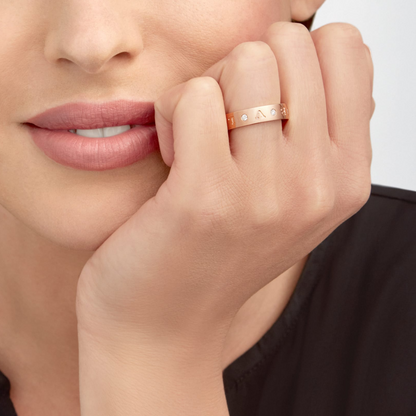 [Jewelicorn]ZERO 1 ESSENTIAL PINK GOLD BAND WITH DIAMONDS RING