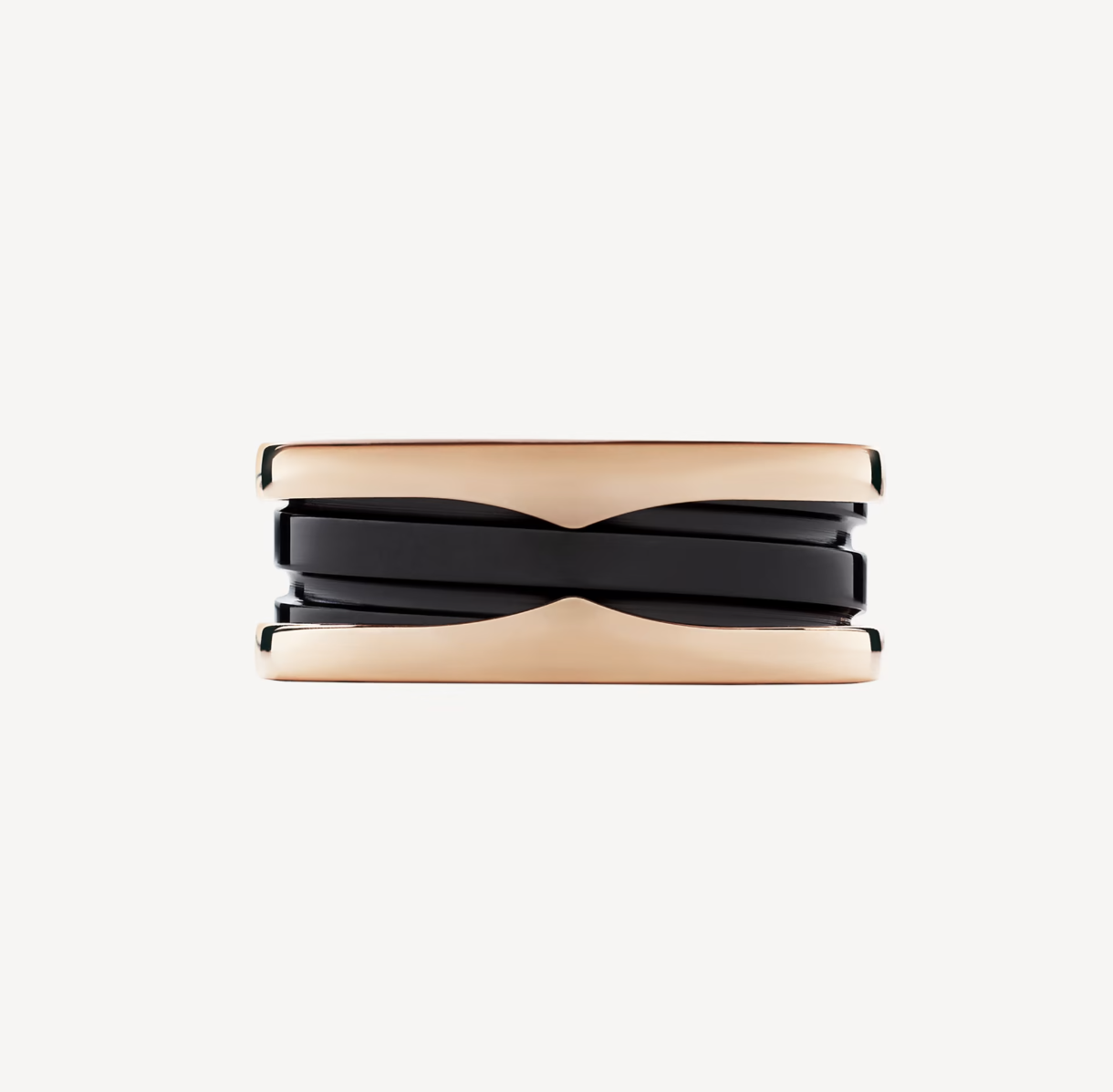 [Jewelicorn]ZERO 1 TWO-BAND LOOPS AND BLACK CERAMIC PINK GOLD RING