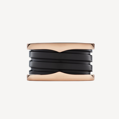 [Jewelicorn]ZERO 1 FOUR-BAND LOOPS AND BLACK CERAMIC SPIRAL PINK GOLD RING