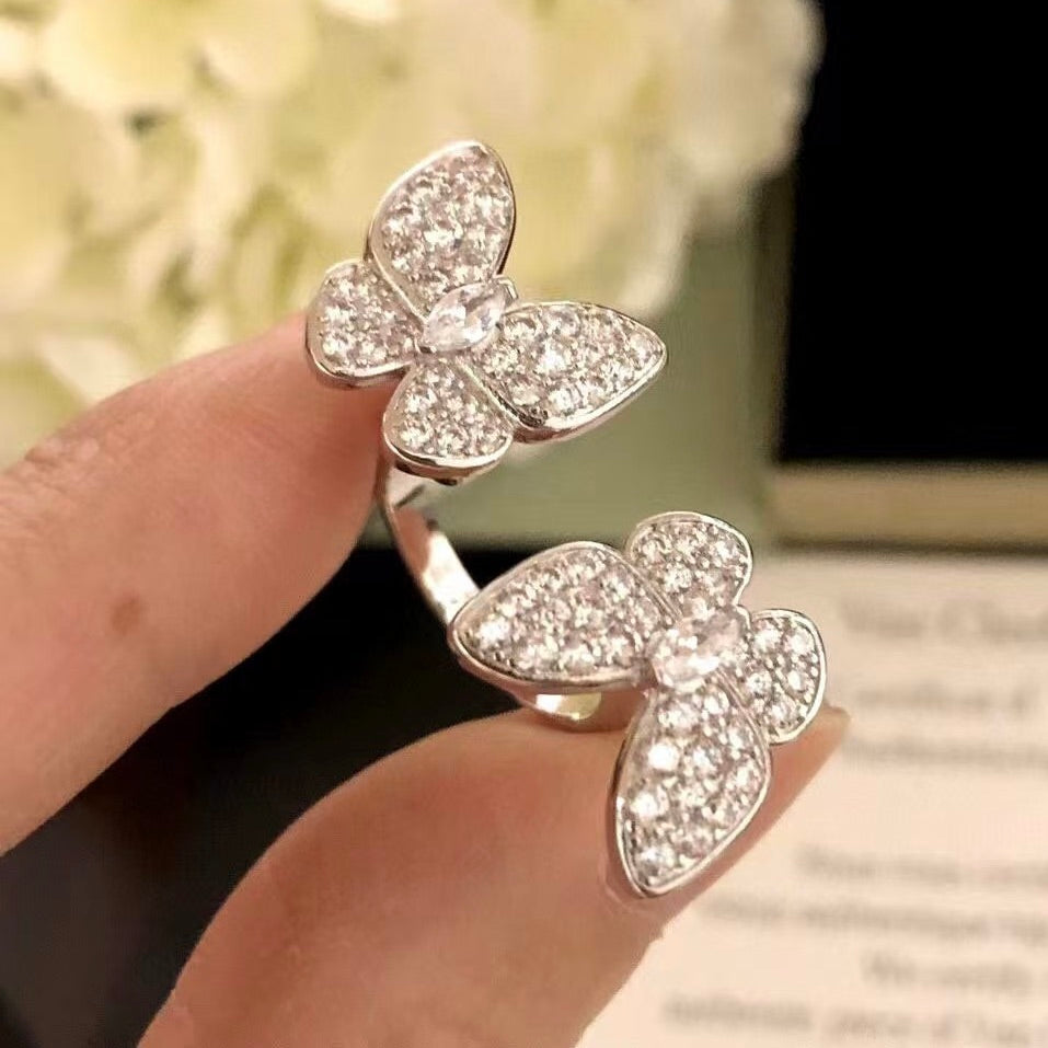 [Jewelicorn]TWIN SILVER BUTTERFLY DIAMOND RING