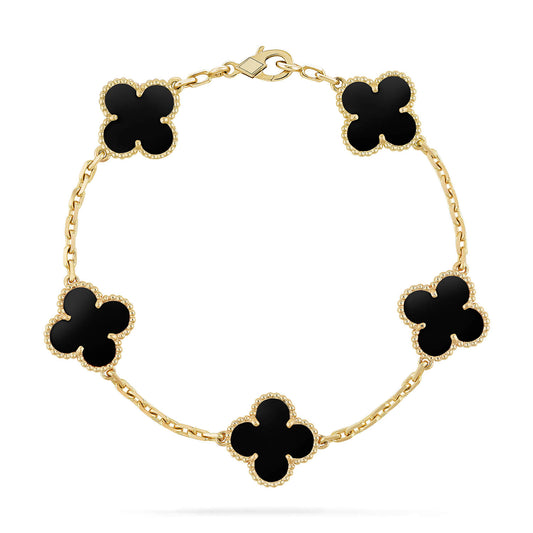 [Jewelicorn]CLOVER  5 MOTIFS BLACK ONYX BRACELET